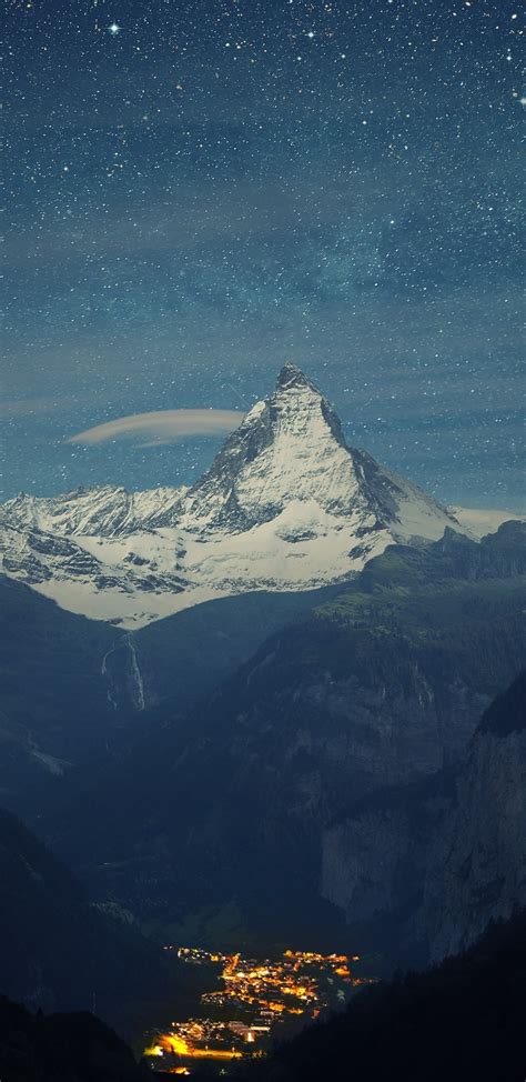 1440x2960 Resolution Zermatt Matterhorn Aerial View At Night Samsung