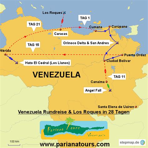 Stepmap Venezuela Rundreise In 28 Tagen Inkl Los Roques Landkarte