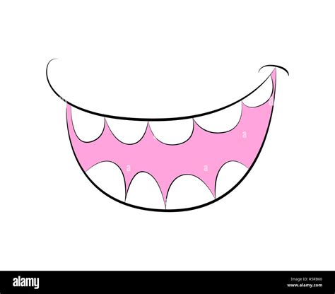 Cartoon Smile Mouth Lips With Teeth Vector Illustration Isolated On
