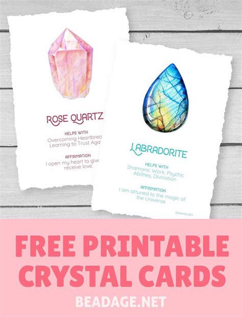 The Free Printable Crystal Cards Are On Display