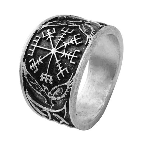1pc Vegvizir Compass Ring Signet Norse Viking Rings Nordic Rune Ring