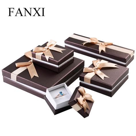 Fanxi Free Shipping Elegant Cardboard Paper Jewelry Box With Ribbon