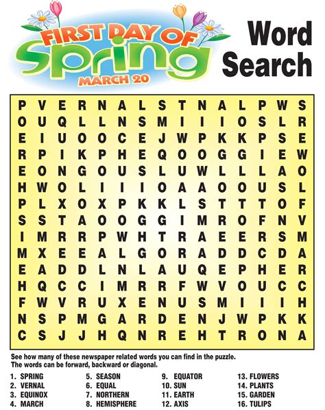 Word Search Springtime Crossword Puzzle Bahasa Inggris