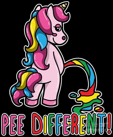 Gay Pride Unicorn Rainbow Flag Pee Different Funny Pun Digital Art By