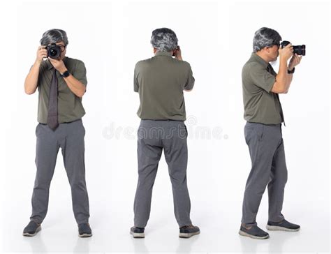 Full Length 50s 60s Asian Japaese Photographer Man 360 Front Side Back