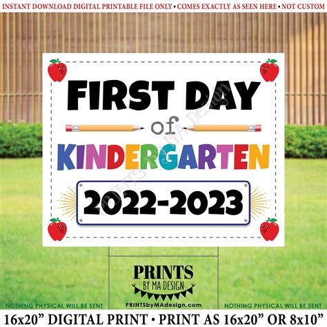 First Day Of School Sign Starting Kindergarten Kindergartener 2022
