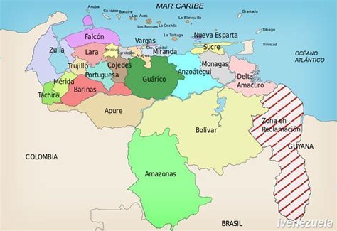 Estados De Venezuela Y Mapa De Su División Político Territorial