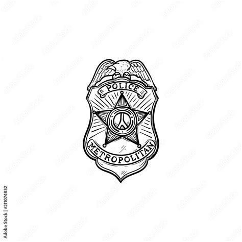 Police Badge Hand Drawn Outline Doodle Icon Police Authority Patrol