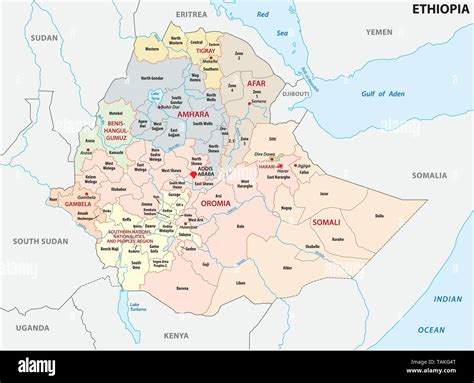 Ethiopia Administrative And Political Map Stock Vector Image And Art Alamy