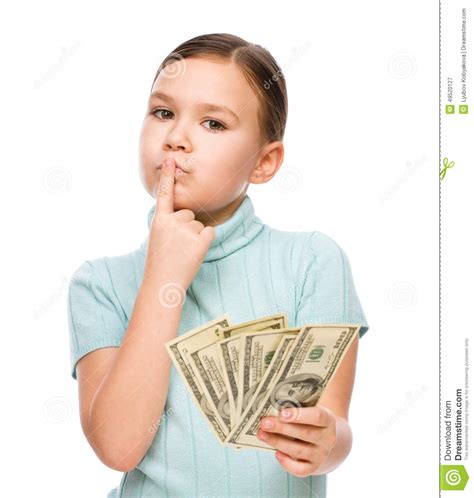 Cute Girl With Dollars Stock Image Image Of Currency 49520127