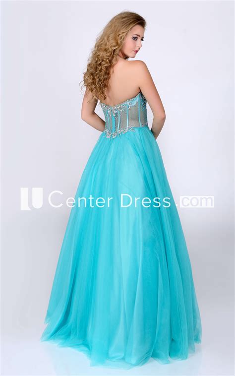 Sweetheart Tulle A Line Gown With Glimmering Rhinestones Bust A Line