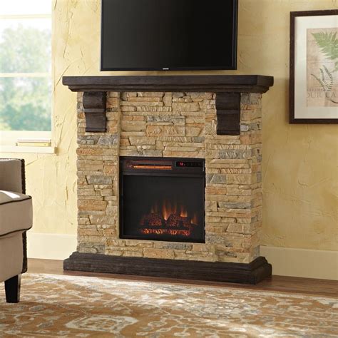 Building a fireplace mantel after closing a tv niche above fireplace. Calentador Eléctrico Chimenea Mantel Imitación de piedra ...