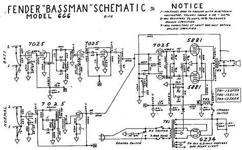 Fender Bassman G B Schematic