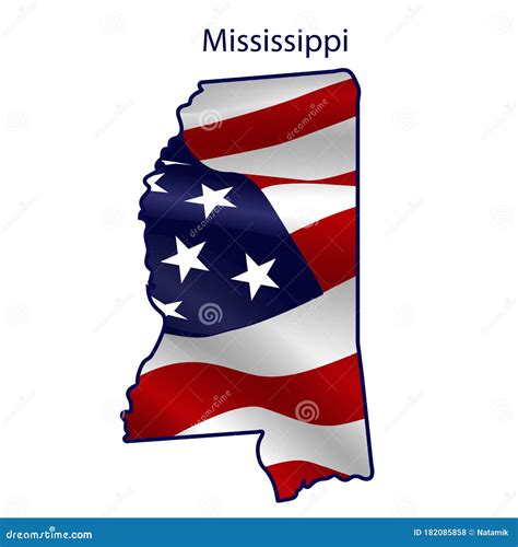 Mississippi Full Of American Flag Waving In The Wind Stock Vector