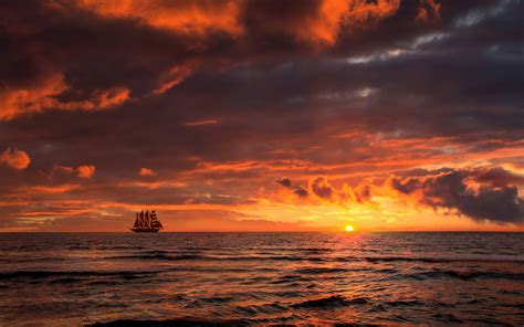 Hintergrundbilder Sonnenlicht Schiff Sonnenuntergang Meer Wasser