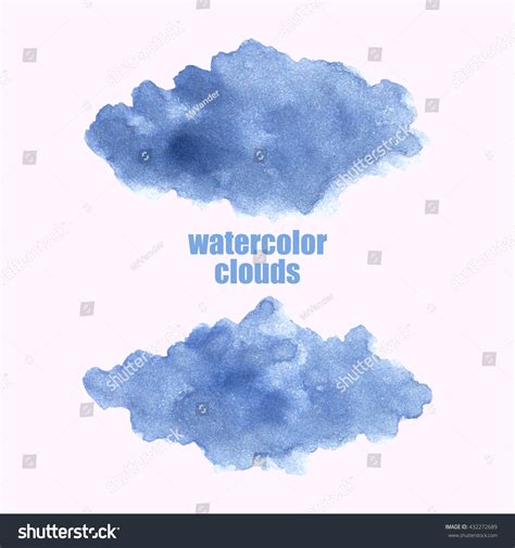 Watercolor Cloud Blue Clouds Isolated On Stock Vector Royalty Free