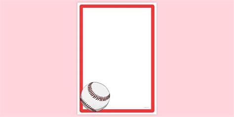 Free Simple Blank Baseball Page Border Page Borders Twinkl