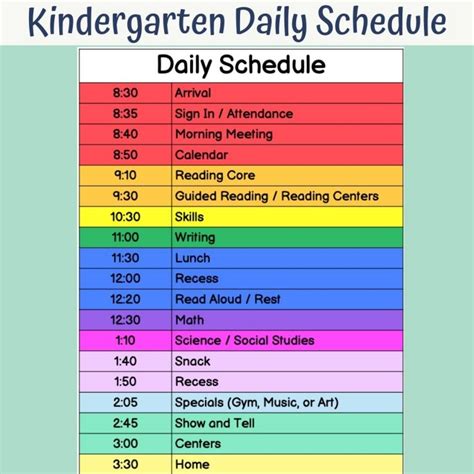 Your Schedule For Kindergarten 4 Kinder Teachers
