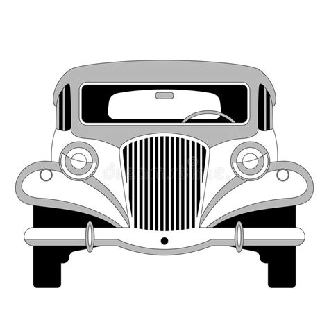 Vintage Car Vector Illustration Lining Draw Front Stock Vector