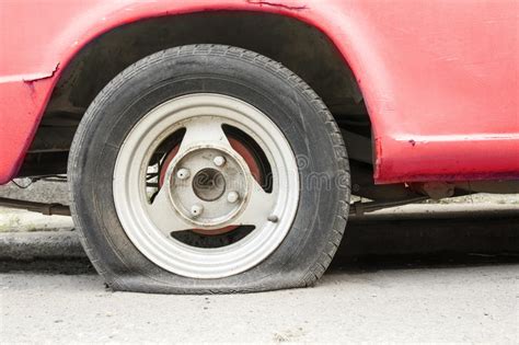 Flat Tire Of Old Car Stock Photo Image Of Stop Closeup 30347994