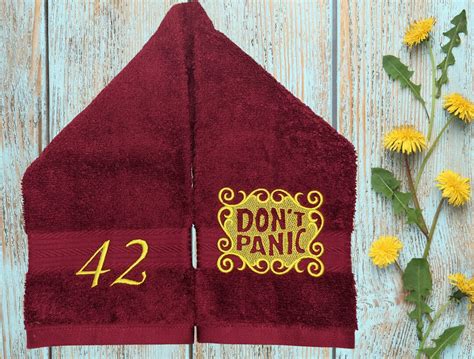 Custom Dont Panic Embroidered Hand Towel Hitchhikers Intergalactic