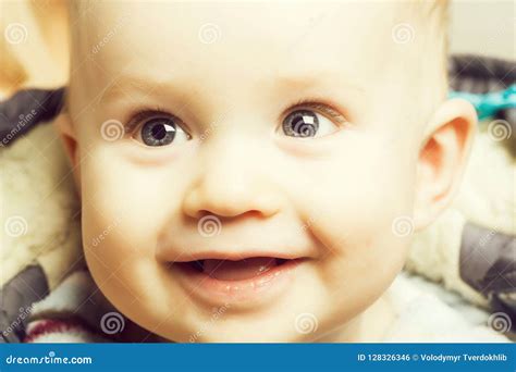 Cute Happy Baby Boy With Smiling Face Laying Stock Photo Image Of