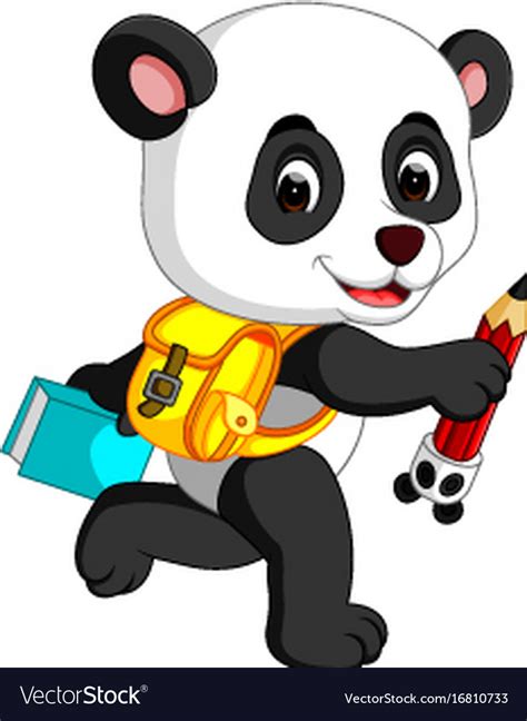 Cute Panda On His Way To School Royalty Free Vector Image