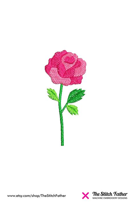 Mini Rose Machine Embroidery Design Realistic Rose Tiny Etsy