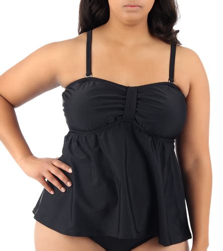 Sunsets Black Plus Size Bandeau Tankini Top At Free