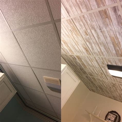 Wallpapered Drop Ceiling Update Drop Ceilings With Peel And Stick