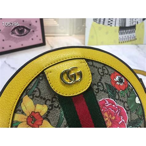 Gucci Gg Women Ophidia Gg Flora Mini Round Shoulder Bag In Beigeebony