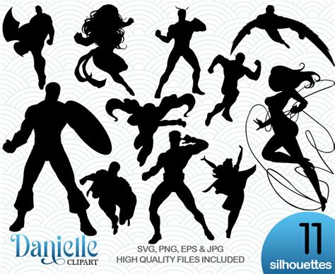 Comic Superhero Silhouettes Svg Png Eps Download Now Etsy