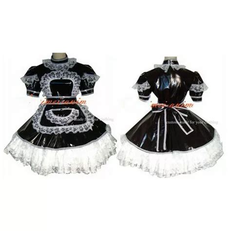 Sissy Maid Pvc Dress Black Lockable Uniform Cosplay Costume Tailor Made