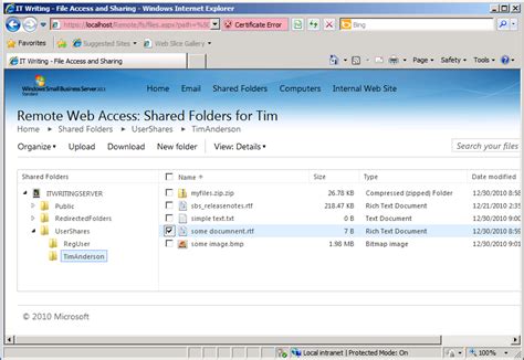 Remote Access To Files In Microsoft Small Business Server 2011 Tim