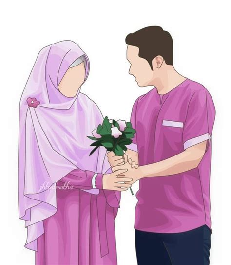 Gambar Kartun Muslimah Couple Romantis Terpisah Gambar Anime Romantis