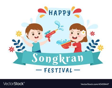 happy songkran festival day hand drawn cartoon vector image