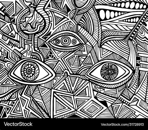 Black And White Psychedelic Eyes Crazy Patterns Vector Image