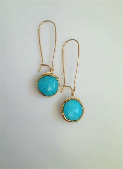 Items Similar To Vermeil Turquoise Earrings With Bezel Set And 14k Gold