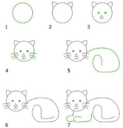 Simple Cat Drawing Step By Step Easy Drawings Cute Beginners Drawing