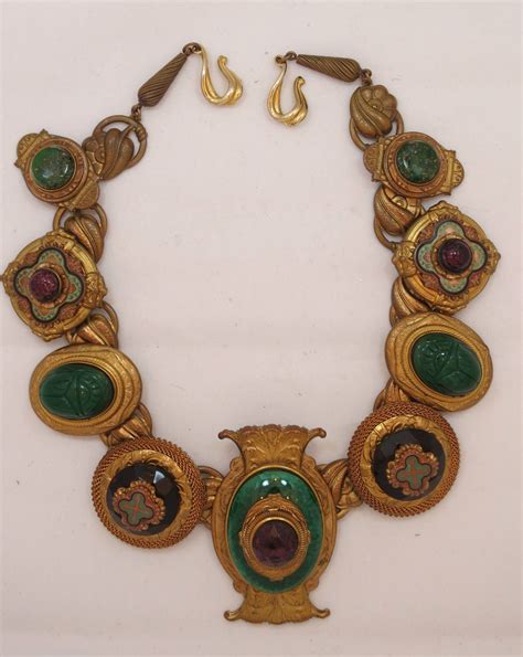 Large Vintage Egyptian Revival Necklace By Patrice Egyptian Revival
