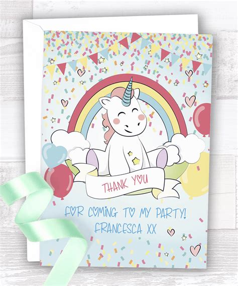 Baby Unicorn Thank You Cards Party Doodle
