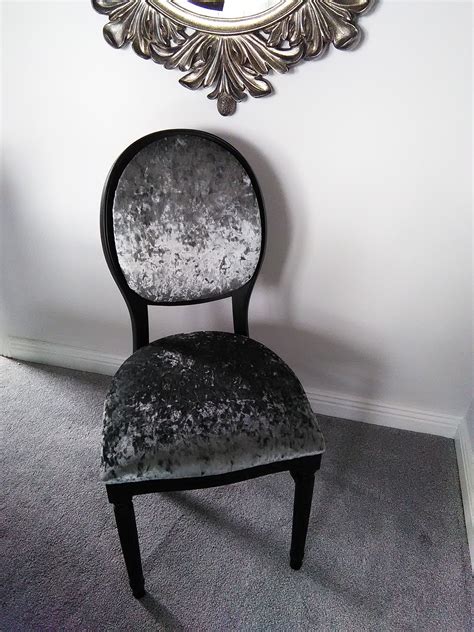 Crushed velvet dressing table stool. Black and silver crushed velvet dining? dressing table ...