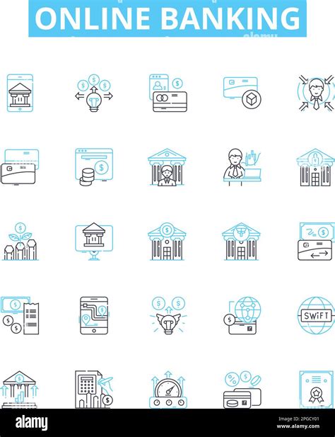 Online Banking Vector Line Icons Set Online Banking E Banking