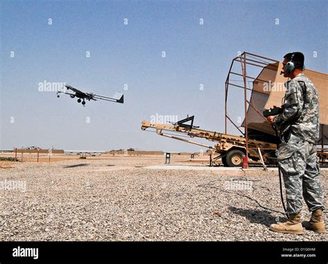 An Rq 7b Shadow 200 Uav Is Launched From A Pneumatic Launcher At The