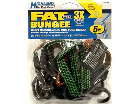 Highland Fat Strap Extra Wide Triple Strength Bungee Cord 5 Pack Hig 9414600 Realtruck