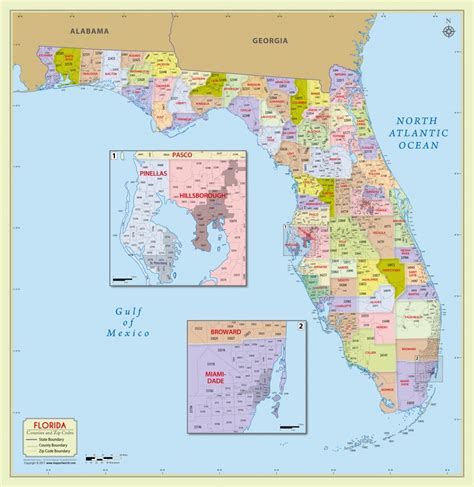 Florida Zip Code Wall Map The Map Shop Florida Zip Code Map
