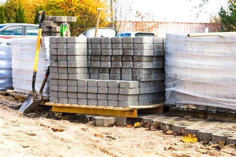 Concrete Blocks Prepared For The Paving Of A Street Stock Photo Image