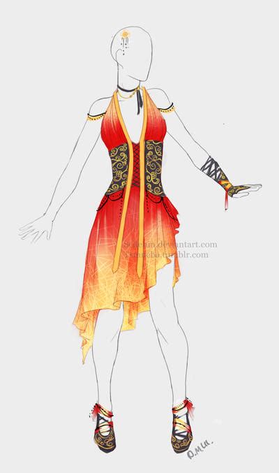 Outfit Adopt Fire Dress Closed By Sellenin On Deviantart