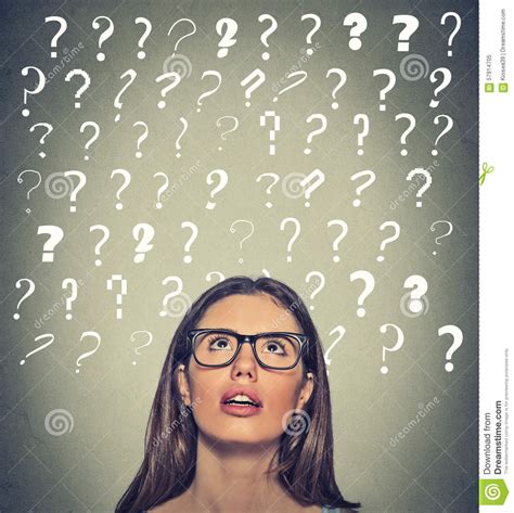 Woman With Puzzled Face Expression Question Marks Above