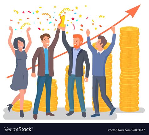 Group People Celebrating Company Success Vector Image